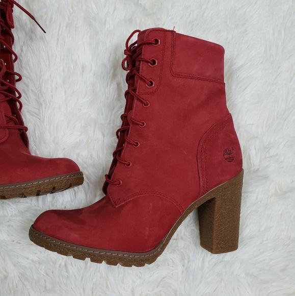 red timberland heels